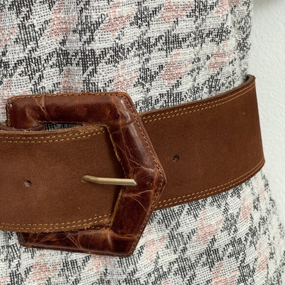 Vintage Belt Dark brown women's belt Suede leather wide belt size S - Picture 2 of 7